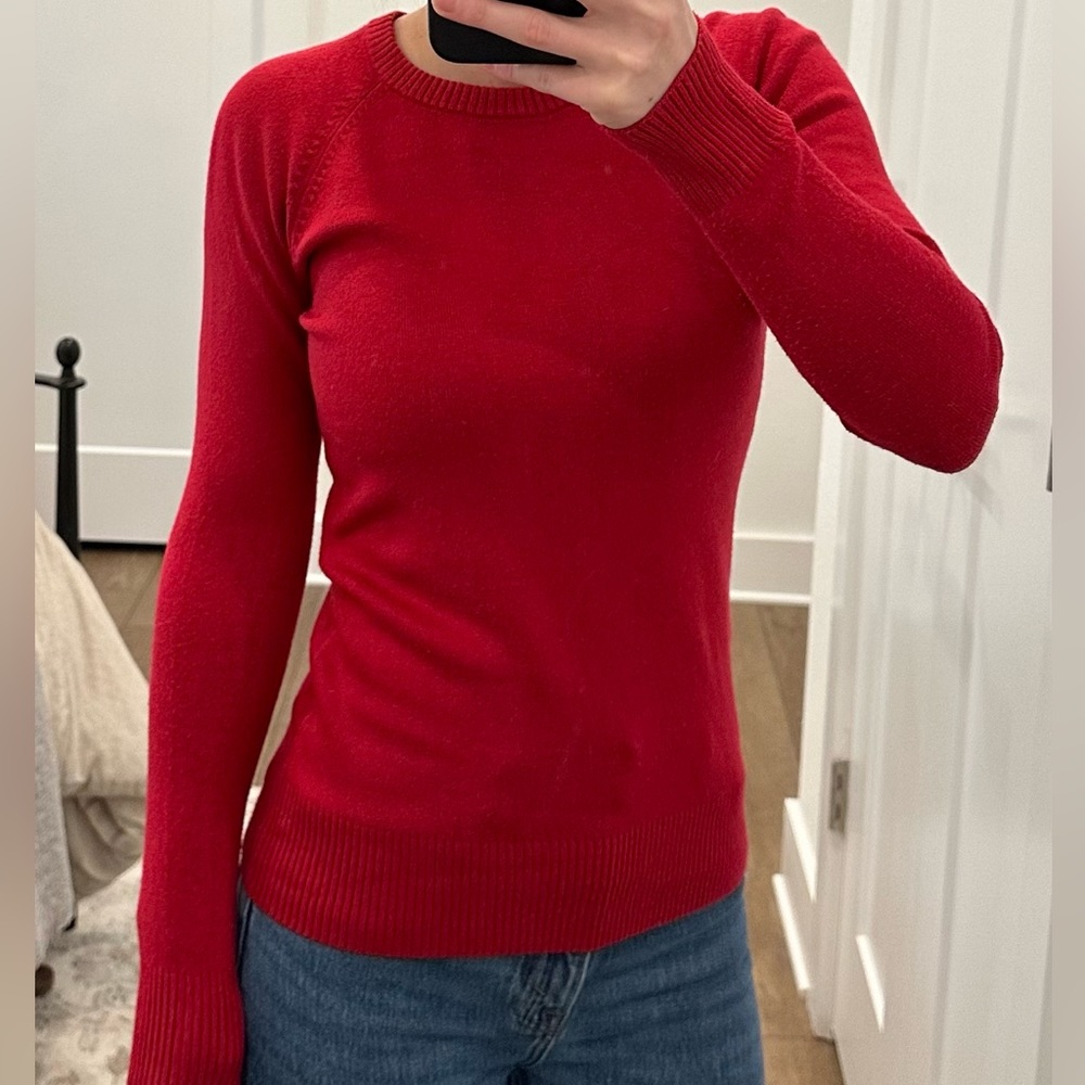 French Connection Crew Neck Sweater Raspberry Red Small
